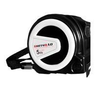 Metro a Nastro Professionale 5 Metri - Bloccaggio Automatico, Acciaio Inossidabile Retrattile, Fluorescente, Guscio Spesso in Oro Nero (5m×25mm)