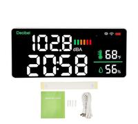 Metro di decibel a LED Klatata 11 pollici, 2,4 g 4 in 1 misuratore del livello del suono, display montato a parete ricaricabile per classe, studio, casa, fabbrica