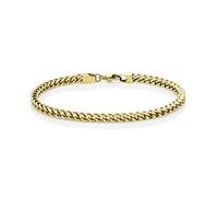 Metro Jewelry Bracciale da uomo a coda di volpe, in acciaio inox, placcato in oro giallo, larghezza 4 mm, con moschettone, 9 inches, Metallo, Nessuna pietra preziosa
