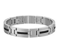 Metro Jewelry Bracciale da uomo in acciaio inossidabile con placcatura ionica nera, lunghezza 21 cm, larghezza 12 mm, chiusura pieghevole, metallo, senza pietre preziose