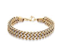 Metro Jewelry Bracciale da uomo in acciaio inox con placcatura ionica in oro giallo, lunghezza 21 cm, larghezza 13 mm, con chiusura a moschettone