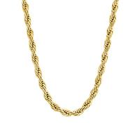 Metro Jewelry Collana a catena in acciaio inossidabile da uomo con placcatura ionica nera o bicolore in oro giallo da 4 mm, lunghezza da 4 mm a 76 cm, con moschettone, Metallo, Nessuna pietra preziosa