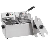 METRO Professional Friggitrice elettrica GDF3024, doppio cestello, 2x 4 L, 2x 2500 W, riscaldamento rapido, pannello comandi estraibile, termostato di sicurezza, zona fredda, piedini antiscivolo