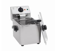 METRO Professional Friggitrice GDF3004, Acciaio Inox, 4 L, 2500 W, Temperatura: 0-190°C, con Coperchio, Termostato di Sicurezza, Controllo con Manopola, Piedini Antiscivolo, argento