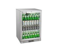 METRO Professional Frigo Vetrina per bevande con porta in vetro, 60 x 53 x 86.5 cm, acciaio inox/vetro, raffreddamento ad aria e chiave (Argento, 127 L)