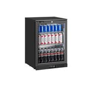 METRO Professional Frigo Vetrina per bevande con porta in vetro, 60x53x89.5cm, plastica/metallo/vetro, raffreddamento statico a ventola, con serratura e chiave (Nero, 127 L)