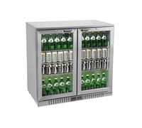 METRO Professional Frigo Vetrina per bevande con porta in vetro, 90 x 53 x 86.5 cm, acciaio inox/vetro, raffreddamento ad aria (Argento, 198 L)