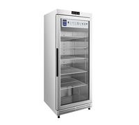 METRO Professional Frigorifero con Porta in Vetro GRE6600SG, 380L, 5 Ripiani, Illuminazione LED, Serratura, 2 Ruote, Argento