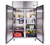 METRO Professional Frigorifero GRE1400 con 2 Porte, 940 L, Argento, 2.01 kWh/24h, 220-240 V, Illuminazione LED, 8 Ripiani Regolabili, Sbrinamento Automatico