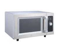 METRO Professional Microonde GMW1125-K, acciaio inox, 1 livello di potenza, timer di 6 min, capacità di 25 L, adatto per contenitori GN 1/2, maniglia ergonomica, argento (1 livello di potenza)