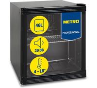 METRO Professional Mini Frigo per Bevande GPC1046 Con Porta in Vetro, 220-240V, Ripiano Regolabile, Frigo Bar Silenzioso, Frigo Da Ufficio, Bar, Gastronomia (Nero, 46 L)