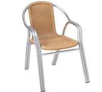 METRO Professional Narni, sedia da bistrot, alluminio/rattan PE, 54 x 67 x 74 cm, resistente alle intemperie, impilabile, argento/beige