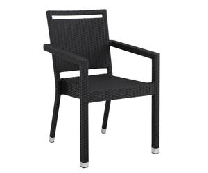 METRO Professional Sedia da Esterno con Braccioli Barbados, Alluminio/Rattan Sintetico, Impilabile, Ideale per Ristorante e Giardino, Nero