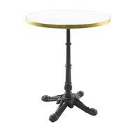 METRO Professional Tavolo da Bistrò, Ghisa/Pietra sinterizzata, Tavolo da Esterno Rotondo, Resistente alle Intemperie, Bianco/Nero