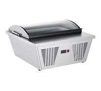 METRO PROFESSIONAL Vetrina per Gelato da Banco GIV1087C, 20L, 4 Cestelli da 5L, Coperchio Curvo in Vetro, Illuminazione LED, Argento