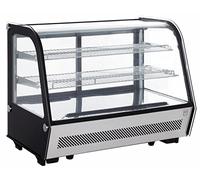 METRO Professional Vetrina refrigerata GCV1130, vetro/plastica/acciaio inox, 130 L, 2 ripiani regolabili, illuminazione a LED, nero/argento