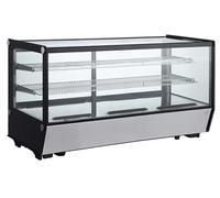 METRO Professional Vetrina refrigerata orizzontale GCV1200R, acciaio inox/vetro, 207 L, raffreddamento ventilato, 400 W, 2 ripiani, argento/nero