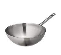 METRO Professional Wok non rivestito, Ø 30 cm, acciaio inox, utilizzabile in forno fino a max. 240°C, compatibile con induzione