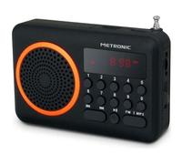 METRONIC - 477204 Radio Portatile Fm / mp3 Ricaricabile, Nero / arancione