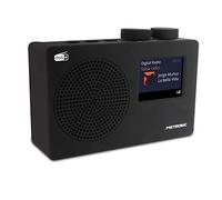 METRONIC 477251 Radio digitale DAB+ e FM RDS con schermo a colori e ingresso audio, uscita cuffie, funzione doppio allarme, dimmer- Nero
