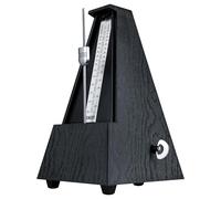 Metronomo meccanico classico con campana, tempo 40-208 BPM, 0-2-3-4-6 battiti, custodia in ABS con venature del legno nero, comodo suono a clic, applicabile a pianoforte, chitarra, tamburo, violino e
