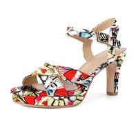 Mettesally Sandali Donna con Tacco Chunky Heels Sandali Piattaforma 8 CM Aperte Sulla Punta con Fibbia Tacco a Blocco Pelle Verniciata da Matrimonio Feste Multicolore EU36
