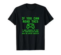 Metti Giù Il Controller Rientra nella società Video Gamer Scherzo di Gioco Maglietta con Stampa Grafica Economica, Uomo, Nero, L