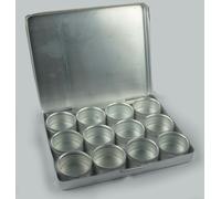 Metti Scatola Uno Confezione 12 Pezzi / 40mm Alluminio Jar con Vetro Set Grande
