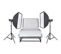 METTLE DAKOTA FLASH - Set da studio professionale con tavolo da registrazione, 240 x 130 cm, con illuminazione flash da studio