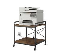 METYERRY Supporto per stampante sotto il computer con presa di corrente, grande scrivania con ripiano regolabile, ruote industriali, 50,8 cm (20")