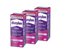 Metylan colla per carta da parati in tessuto non tessuto, con retro liscio o strutturato, facile da usare, colla ad alta resa, 3 x 180 g