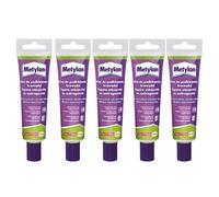 Metylan - Colla per cuciture e riparazioni, alta aderenza, facile da usare, per tutti i tipi di carta da parati, ripara crepe e piccole superfici di carta da parati, trasparente, 5 tubetti da 60 g