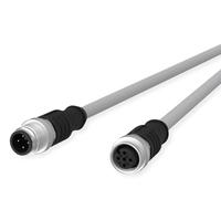 METZ CONNECT M12 - Cavo sensore/attuatore, codificato A, spina M12 dritta, presa M12, 2 m, colore: Grigio