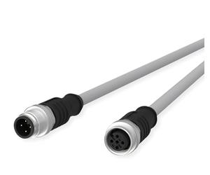METZ CONNECT M12 - Cavo sensore/attuatore, codificato A, spina M12 dritta, presa M12, 2 m, colore: Grigio