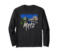 Metz Grand EST Francia Tramonto di Notte Souvenir Vintage Maglia a Manica