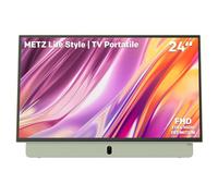 METZ TV Portatile, MPE7200Z, 24", Batteria Incorporata, Ricarica Auto 12V e Power Bank, Anti-glare, LED, FHD Smart, Google TV, HDMI, USB, Bluetooth, Wifi 5, Uscita Antenna, Verde