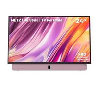 METZ TV Portatile, MPE7300Z, 24", Batteria Incorporata, Ricarica Auto 12V e Power Bank, Anti-glare, LED, FHD Smart, Google TV, HDMI, USB, Bluetooth, Wifi 5, Uscita Antenna, Rosa