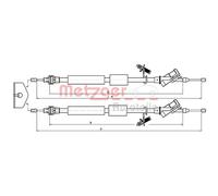 Metzger Posteriore Cavo Freno Mano per Ford Messa