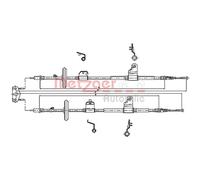 Metzger Posteriore Cavo Freno Mano per Trax Opel Mokka