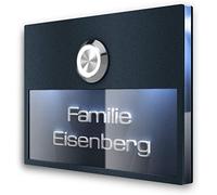 Metzler® campanello da esterno con LED integrato e incisione 3D colore antracite RAL 7016 visibilità notturna IP67 montaggio flessibile acciaio inox 110×80 mm 10 anni disponibilità ricambi