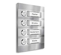 Metzler campanello da parete acciaio inox V2A 4 pulsanti targhette nome intercambiabili illuminazione LED opzionale montaggio a muro resistente alle intemperie design moderno per casa e condominio