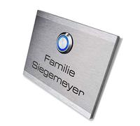 Metzler campanello inox da esterno con pulsante LED retroilluminato e incisione personalizzata acciaio spazzolato IP67 160x120 mm visibile al buio montaggio facile design moderno 10 anni ricambi