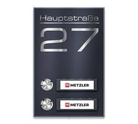 Metzler campanello wireless da parete per bifamiliari, targhette intercambiabili, antracite RAL 7016, portata fino a 300 m, acciaio inox V2A resistente alle intemperie, montaggio a vista, pulsante LED