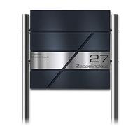 Metzler Cassetta delle lettere antracite zeppelin - V2A acciaio inossidabile - Verniciatura a polvere RAL 7016 - Incisione e supporto - 37 x 37 x 10,5 cm - 120 cm