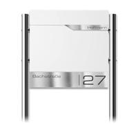 Metzler Cassetta delle lettere in bianco - Verniciata a polvere e con scomparto per giornali - Include supporto in acciaio inox e targhetta nome - Personalizzabile - Cassetta postale di alta qualità