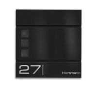 Metzler Cassetta Postale “Cube” Grigio Alluminio RAL 9007 - Nome & numero incisi al laser - Cassetta postale da parete dal design moderno con vano portagiornali e finestre - 37 × 37 × 10,5 cm