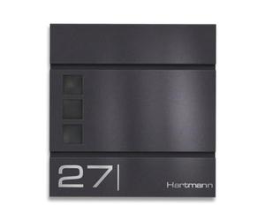 Metzler Cassetta Postale “Cube” Grigio Metallizzato DB703 - Nome & numero incisi al laser - Cassetta postale da parete dal design moderno con vano portagiornali e finestre - 37 × 37 × 10,5 cm