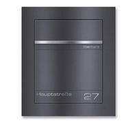 Metzler Cassetta postale da incasso grigio ferro micaceo DB 703 - targhetta nome in acciaio inox incisa al laser - design a filo muro, resistente alle intemperie, formato DIN A4