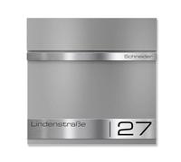 Metzler Cassetta Postale da Parete Grigio Alluminio con Portagiornali - Personalizzata con Nome Inciso al Laser - Cassetta Robusta in Acciaio Verniciato a Polvere | Modello Stencil 2