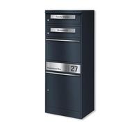 Metzler cassetta postale doppia acciaio inox antracite RAL7016 con vano pacchi e incisione personalizzata resistente alle intemperie montaggio a parete o pavimento design moderno per due famiglie